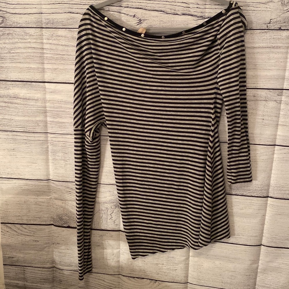 Bailey 44 Black and White Striped Long Sleeve Top